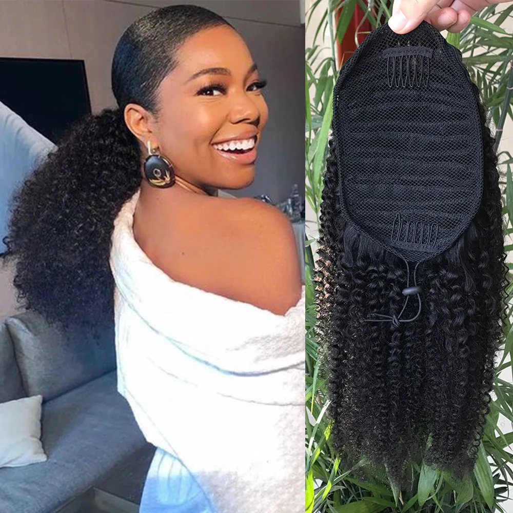 Fast Shipping French 100%  Human Hair Ponytail Naturelwholesale Drawstring Ponytail