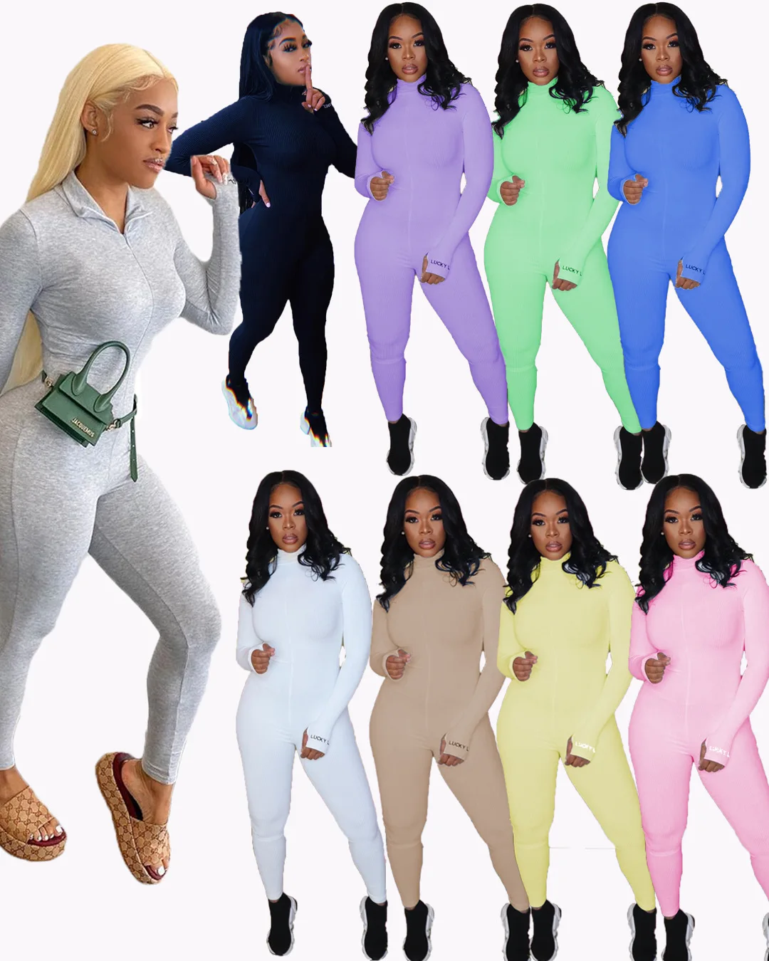 

New Arrival Fall Bodycon Romper Lucky Label One Piece Jumpsuit For Women