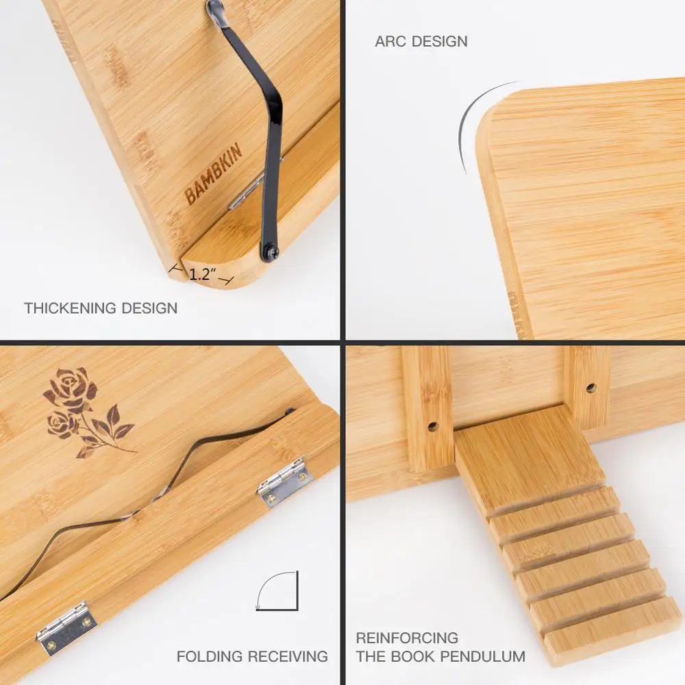 
BAMBKIN Reading Rest Tablet bamboo book stand holder bamboo book stand 