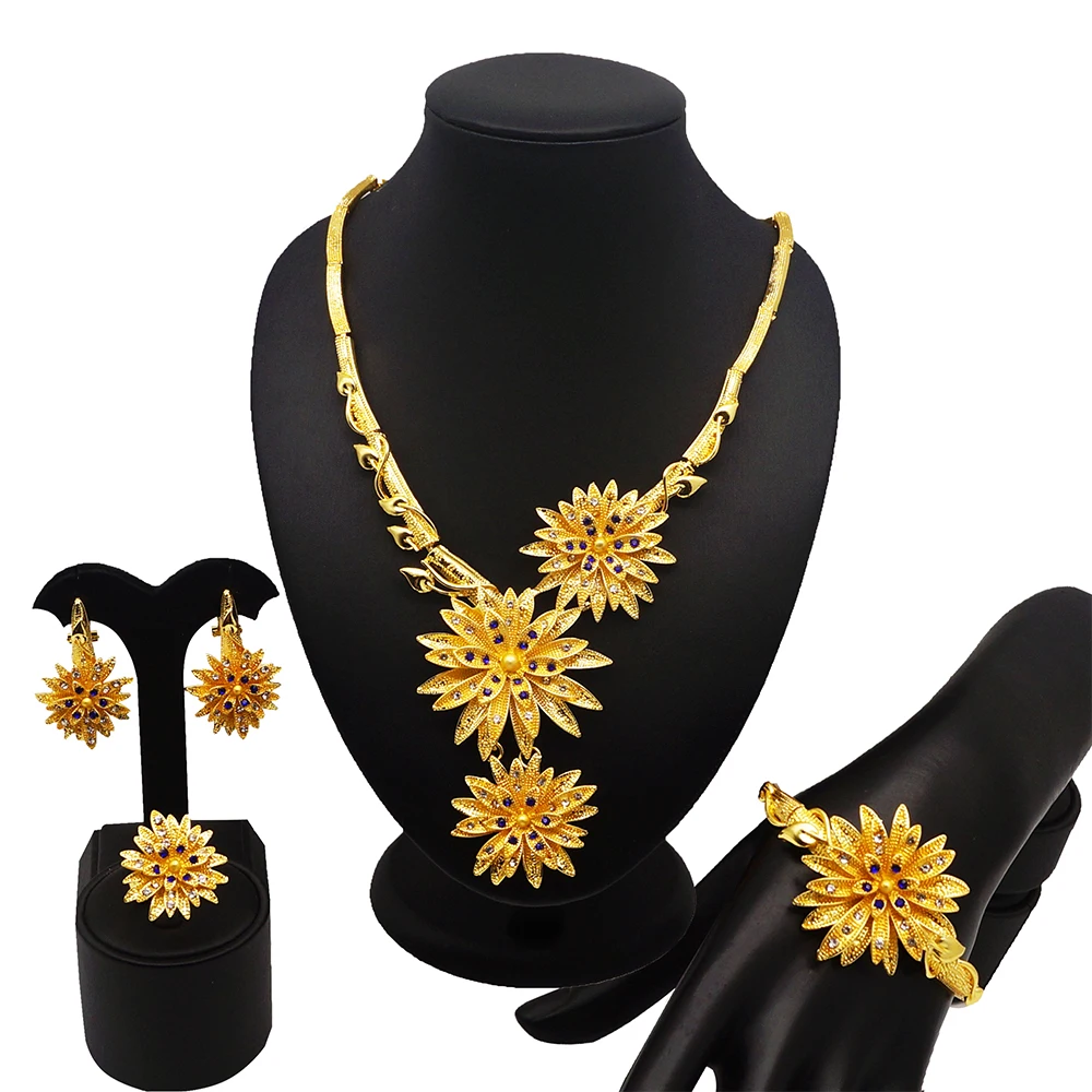 

2019 Mirafeel gold plated bridal jewelry set for wedding party zinc alloy jewelry decorated with rhinestone BJ764