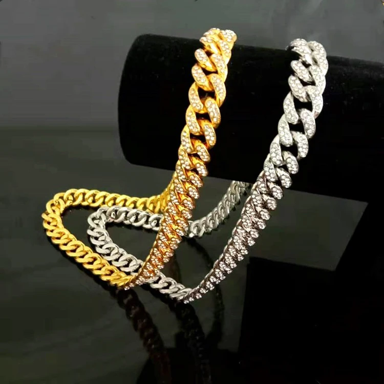 

GZYS JEWELRY Wholesale Hot Sale Necklace Hip Hop Gold Cuban Link Chain Iced Out