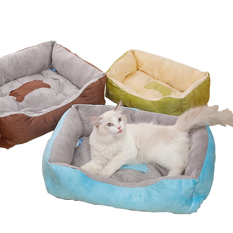 

Amazon Best Seller Soft Warm Cat Pet Bed PP Cotton Stuffed Plush Dog Bed, Green/brown/blue