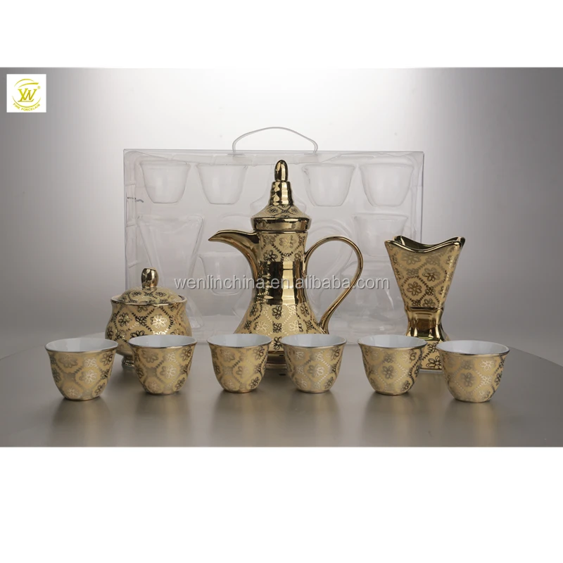 

Ethiopian style coffee tea setporcelain new bone china 11pcs gold coffee tea set