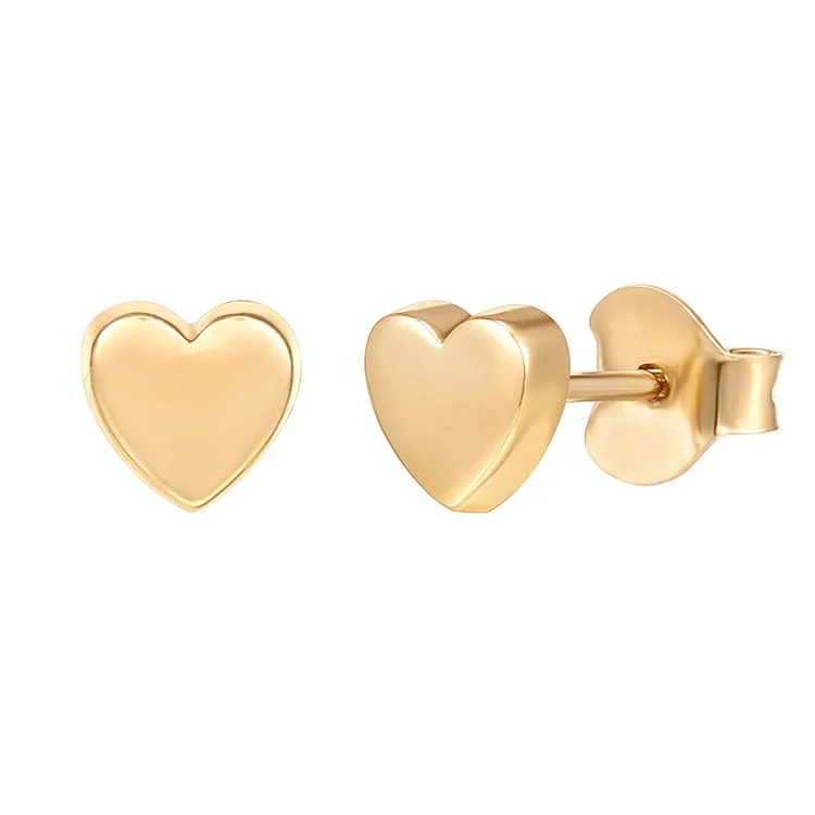 

14K Gold Plated 925 Sterling Silver Heart Earrings Gold Stud Earrings for Women