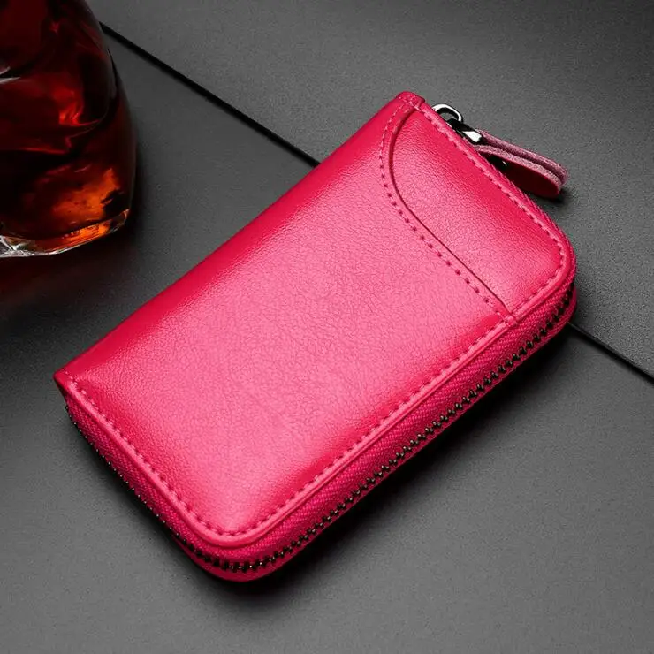 

Amazon Hot Sale New Arrivals Card holder Genuine Leather Zipper Car Keys Bag Multifunctional Car Key Bag, 6 colors