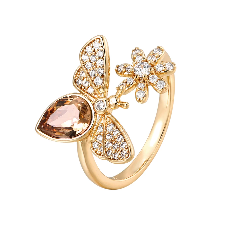 

16589 xuping fashion butterfly with Crystals , wholesale elegant allah style rings, Blue,purple,white