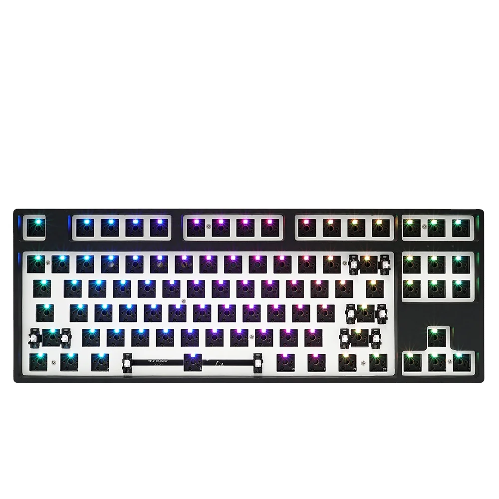 

GK87S more combination style 87keys Custom PCB case hotswap Switch music Lighting Effects Mechanical Keyboard Kit, Black white