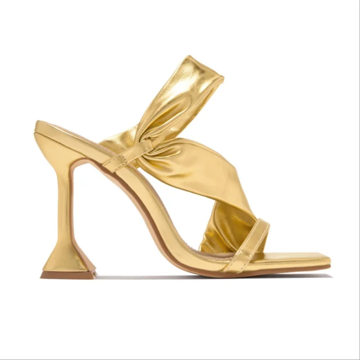 

2021 New Arrivals Summer Ladies Other Trendy Shoe Gold Sandals 9CM High Thin Heels For Women