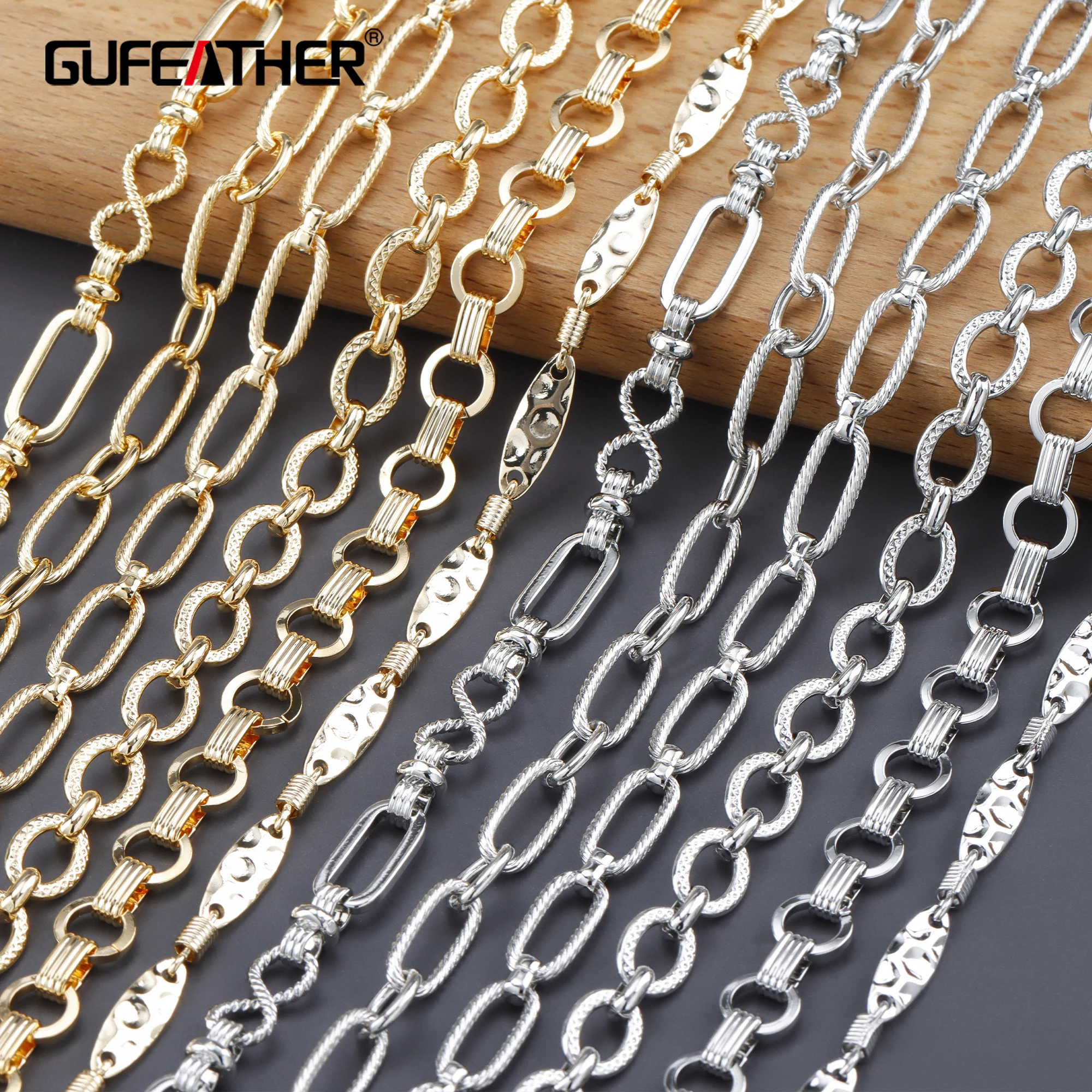 

C146 Gold Silver Color Metal Thick Chain Diy Necklace Jewelry Making Accessories 18k gold rhodium platedcopper 1m/lot