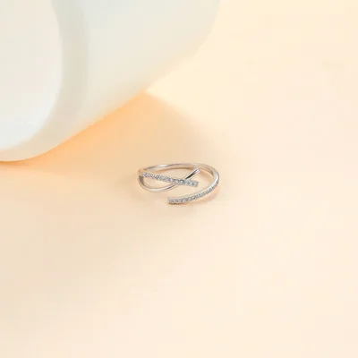 

Fashion S925 Sterling Silver CZ Cross Finger Rings Open Pave Setting Crystal Zircon Cross Rings Women