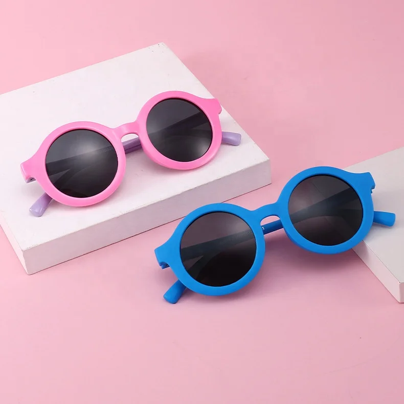 

New Style Trendy Kids Polarized Sunglasses Flexible TPEE Round Frame Colorful UV400 Girls Boys Sunglasses Wholesale