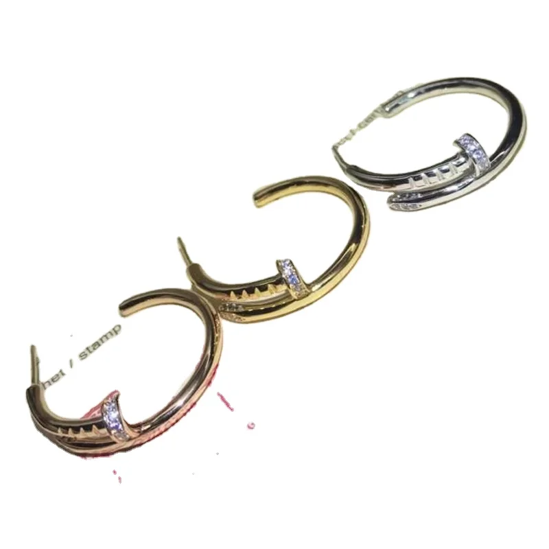 

European and American fashion trend gold nail Earrings, Gold silver and rose gold