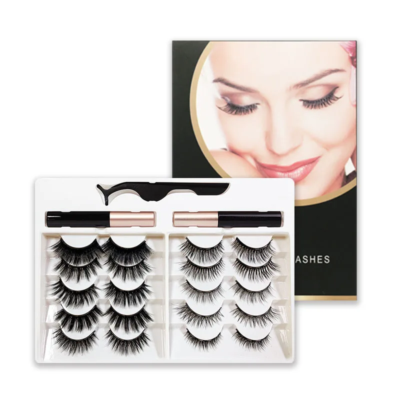

2021 new cilios eyelashes magneticos 5D Magnetic Eyeliner Liquid False Eyelashes Set Magnet Eyelashes