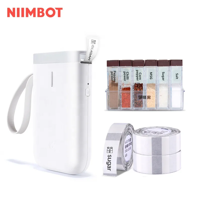 

NIIMBOT D11 portable QR code thermal label printer for kitchen storage box ceramic nimbot portable printer, White+green+ pink+black