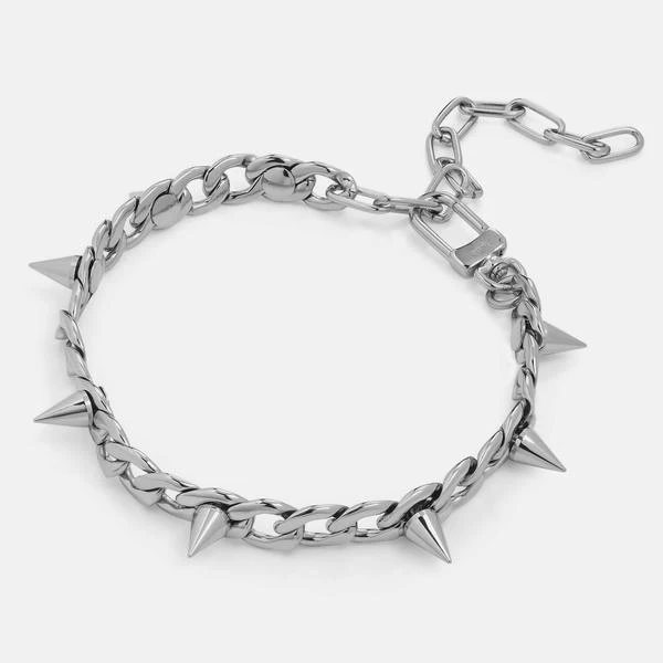 

Punk Hiphop Mens Stainless Steel NK Chain Spike Necklace Choker, Picture shows