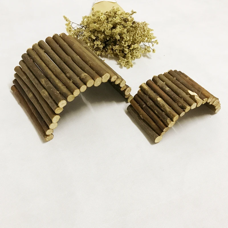 cheap natural wood hiding shelter cave arch bridge toy for bird