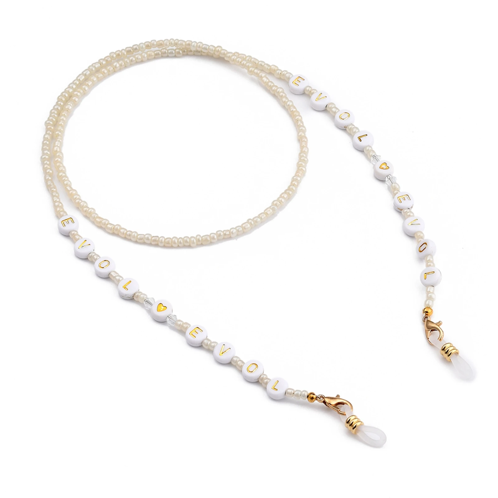 

PandaHall Word Love Acrylic Beads Glass Seed Beads Eyeglasses Chains, White