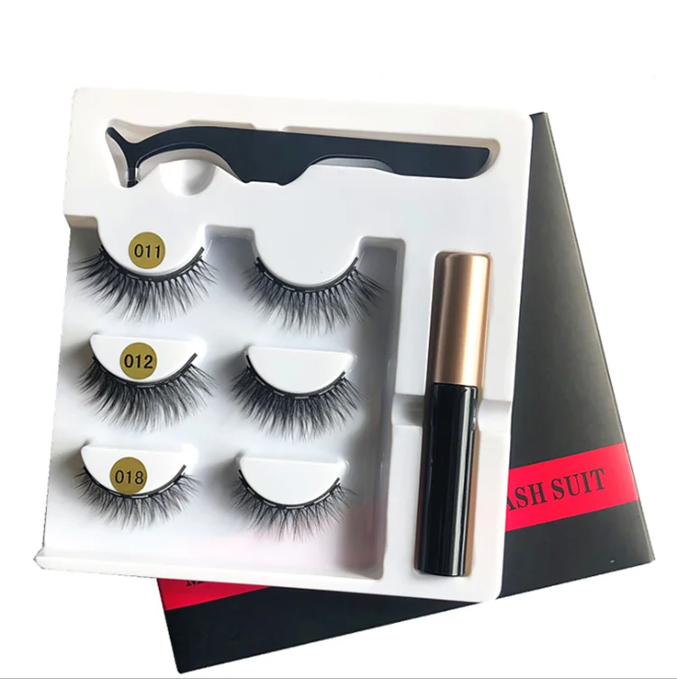 

wholesale magnetic eyelashes and eyeliner custom magnetic eyelashes with tweezers, Natural black