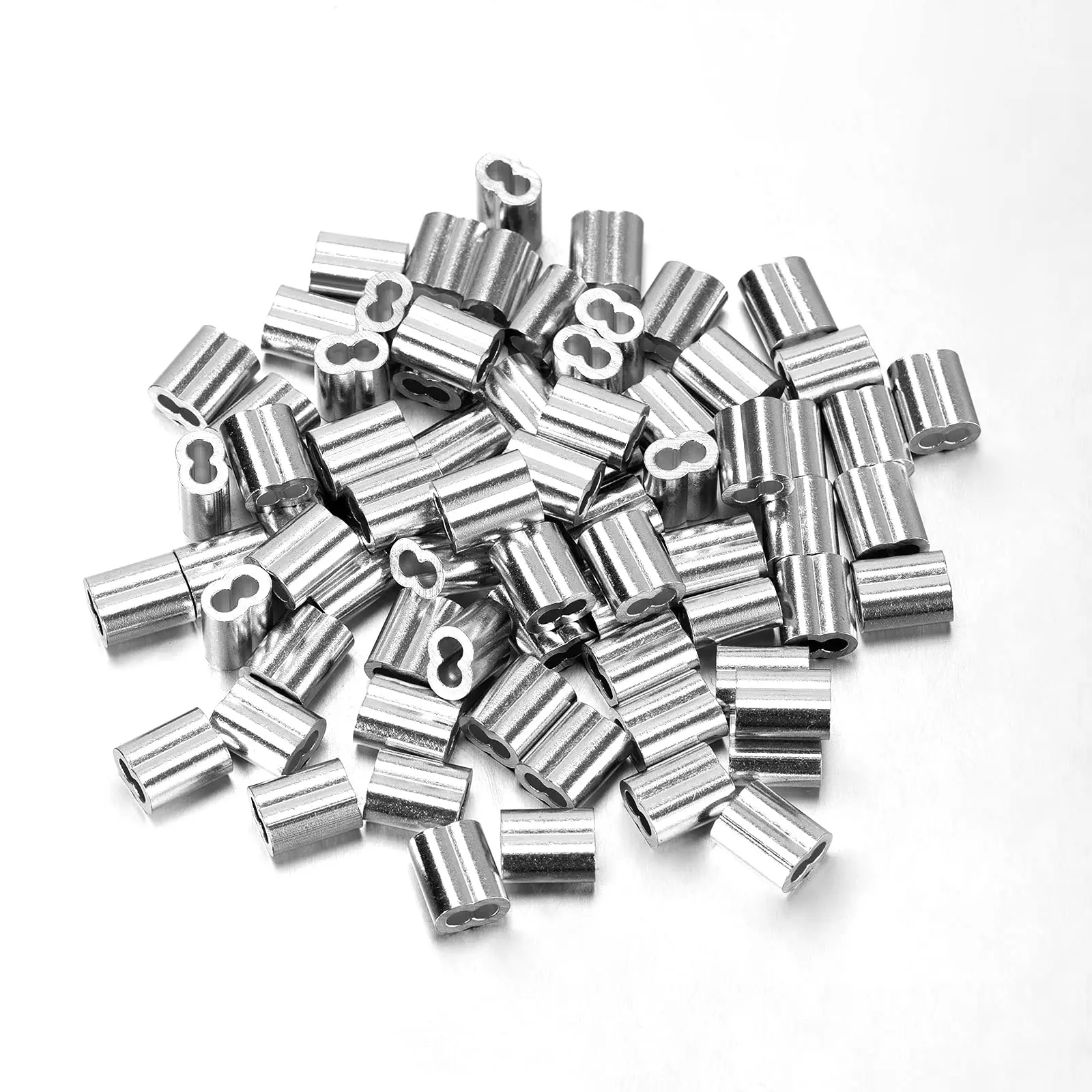 

TOPIND 1000Pcs/Bag High Grade Aluminum Crimp Sleeves for Wire Rope Cable, Sliver