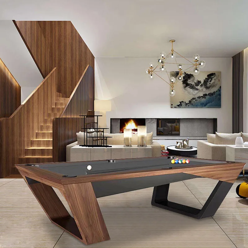 

Luxury homey modern style luxury stainless steel base solid wood billiard pool table, Optional