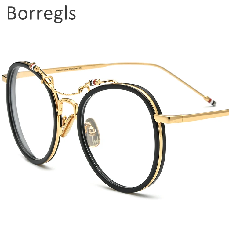 

Borregls Acetate Optical Glasses Frame Men Round Prescription Eyeglasses Women Myopia Spectacles Stainless Steel Eyewear 1815