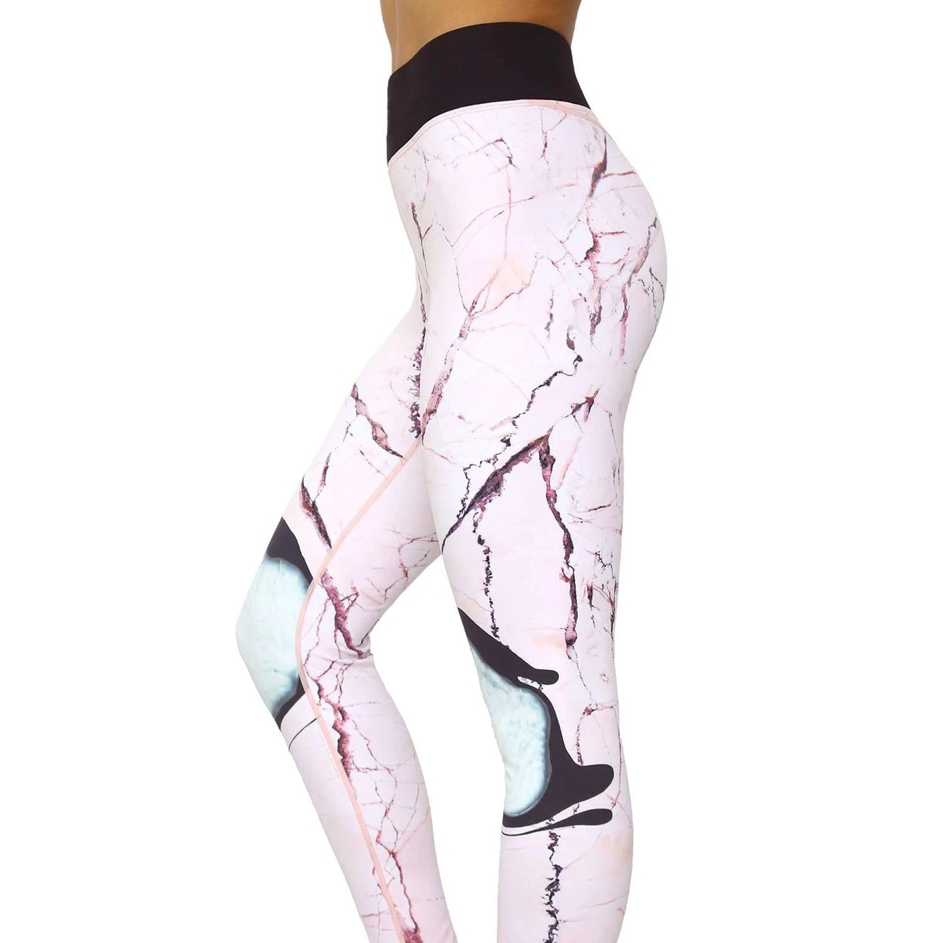 

OEM wholesale high waist custom 3D soft brushed women compression pants leggings, Black/green/pastel green