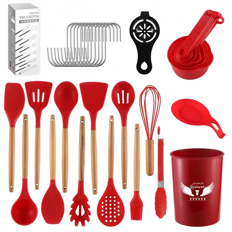 

Translucent Silicone Kitchen Cooking Utensils 5pcs colorful kitchenware