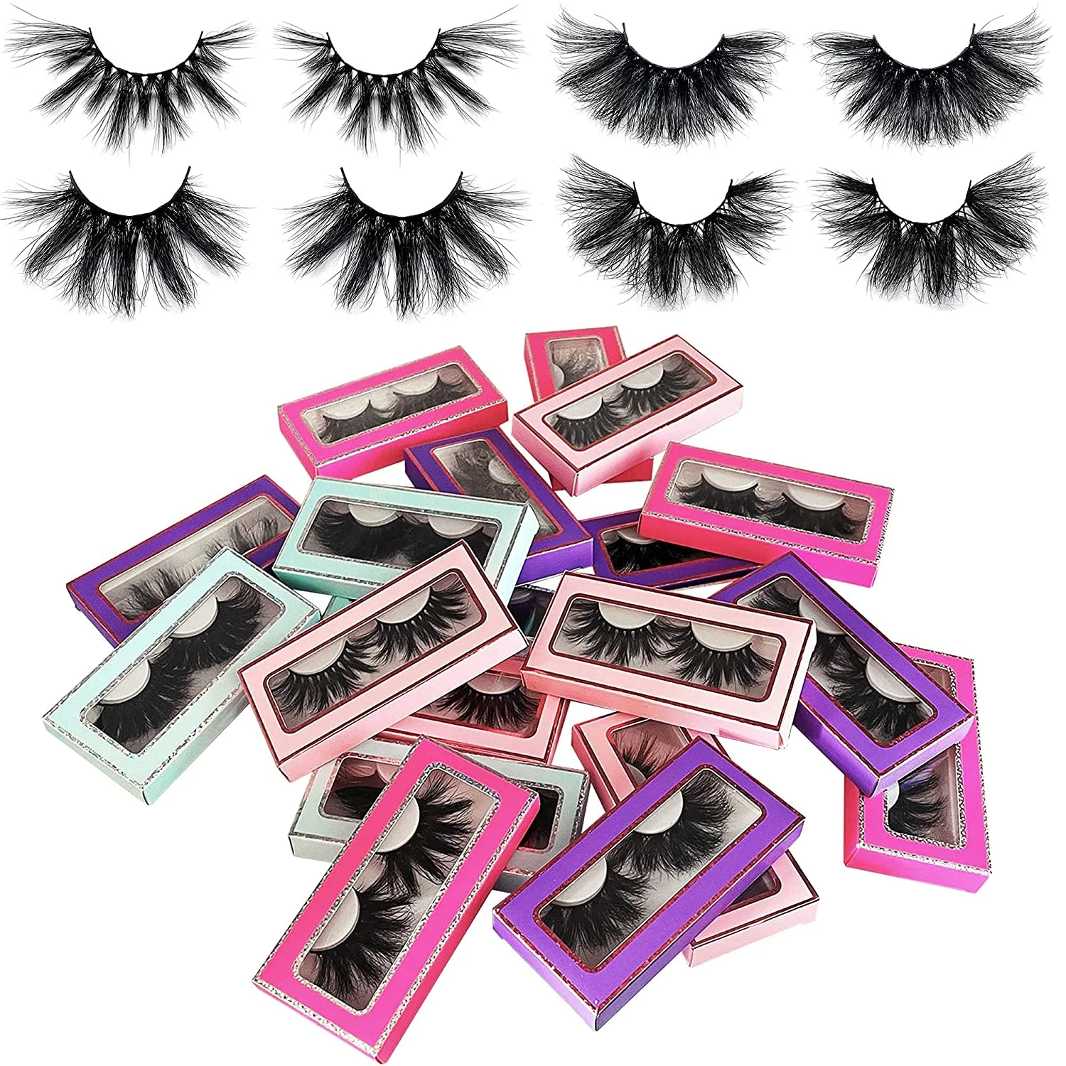 

25MM Mink Eyelashes Wholesale bulk Pack False Eyelashes 6D Dramatic Real Mink EyeLashes Thick HandMade Full Strip Lashes