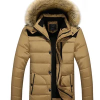 

Men Jacket Winter New Male Casual Hooded Outwears Coat Warm Fur Parka Overcoat Men's Solid Thick Fleece Zipper Jackets 2019