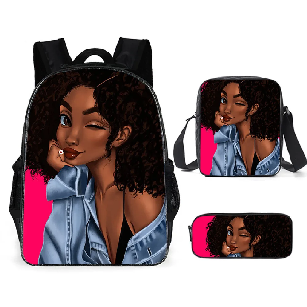 

2021 Cute American Art Black Girls Toddlers Backpack Cartoon Children School Bags Baby Kindergarten Backpack Kids Gift Bags, Customized color