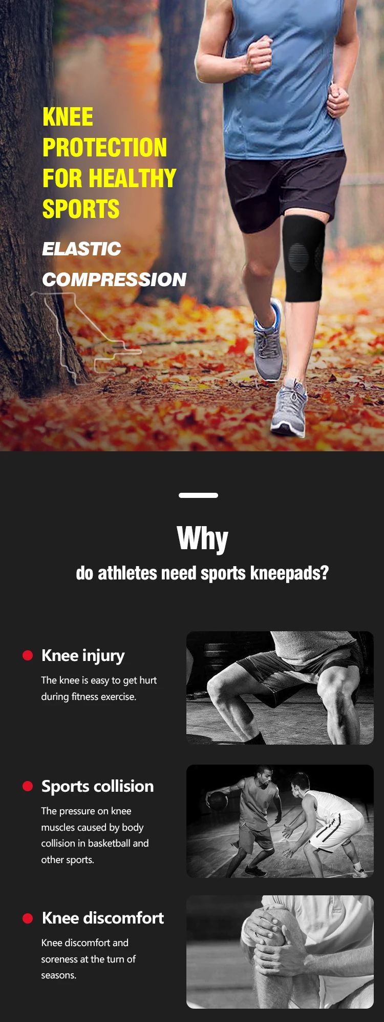 Enerup customised basketball elastic knee-brace knee compression sleeve support brace price