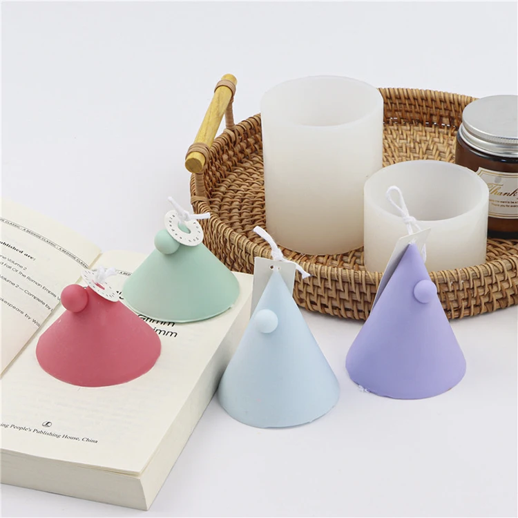 

DIY geometric cone making candle mold polka dot hat aroma candle moulds handmade soap chocolate cake baking silicone molds, Random