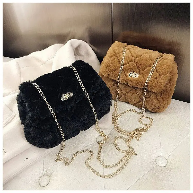 

B10027 Best Seller casual all match High quality fashion women fur bag handbag For Women, White,black,dark brown