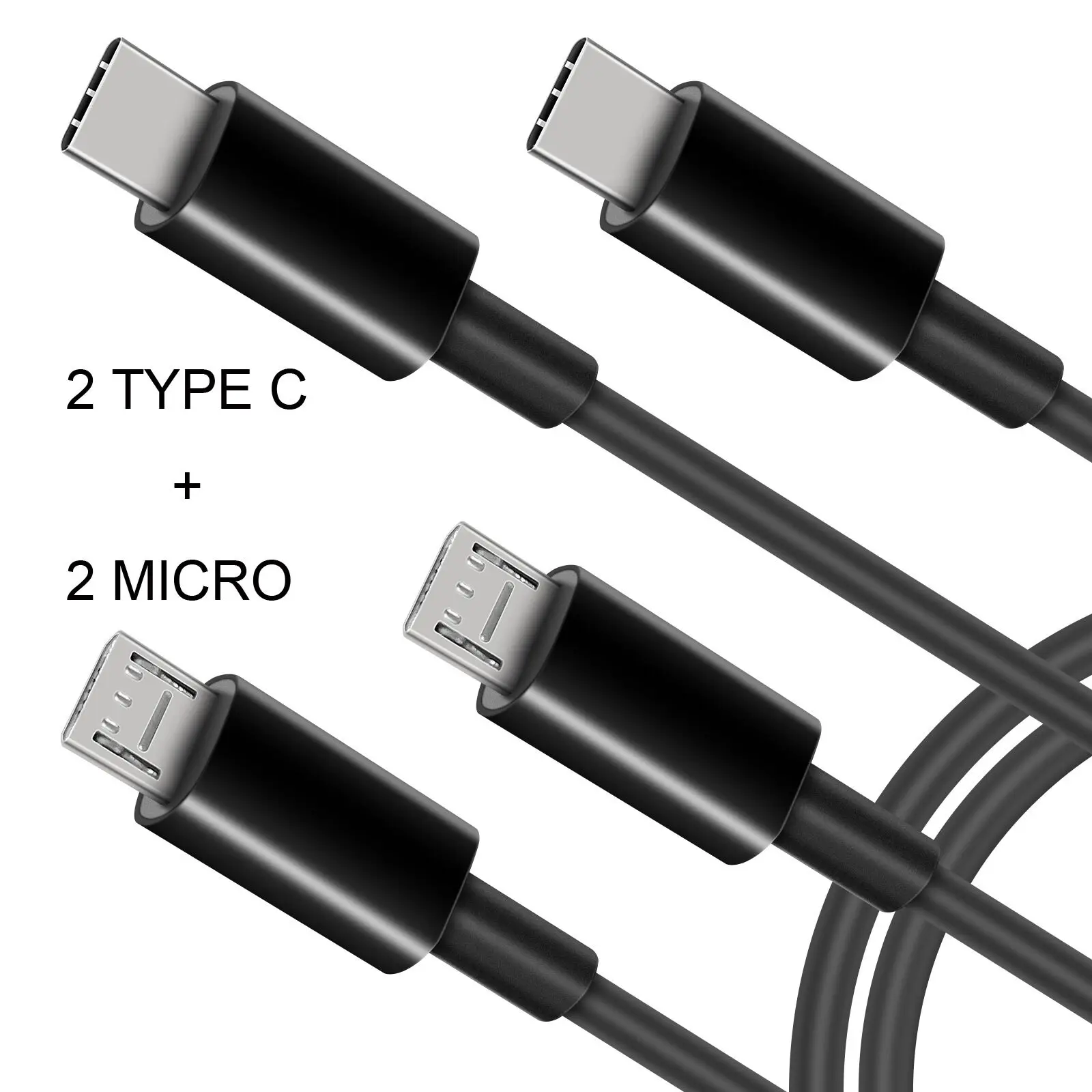 

4 in 1 multi usb type c/micro usb 5pin Y splitter charging cable, Colorful