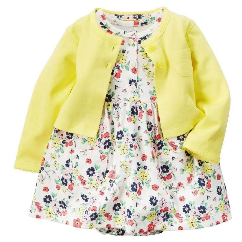 

New arrivals hot selling 100% cotton baby girl clothing fancy 2 pieces printed baby dress