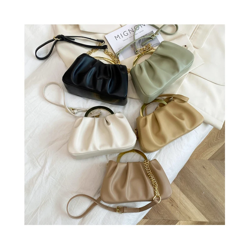 

New Design Ruched Ladies Chains Shoulder Bag Cloud Luxury Crossbody Bag Bolsas Pleated Purses and Handbags for Women