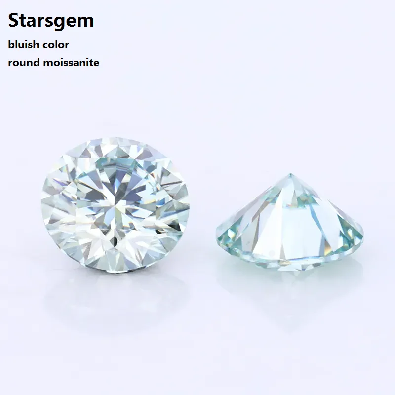 

starsgem cheapest moissanite diamond per carat bottom light blue top see super clear round Loose prices bluish moissanite