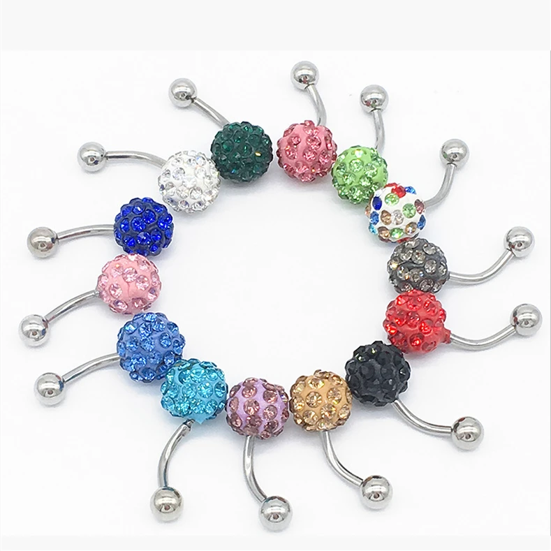 

Mixed Colors Medical Stainless Steel Belly Button Ring Shambhala Czech Crystal Belly Button Ring, Picture shows