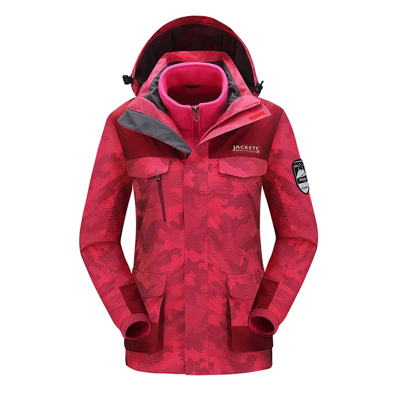 
Couple outdoor jacket coat women three-in-one custom two-piece windproof waterproof and warm ski suit 