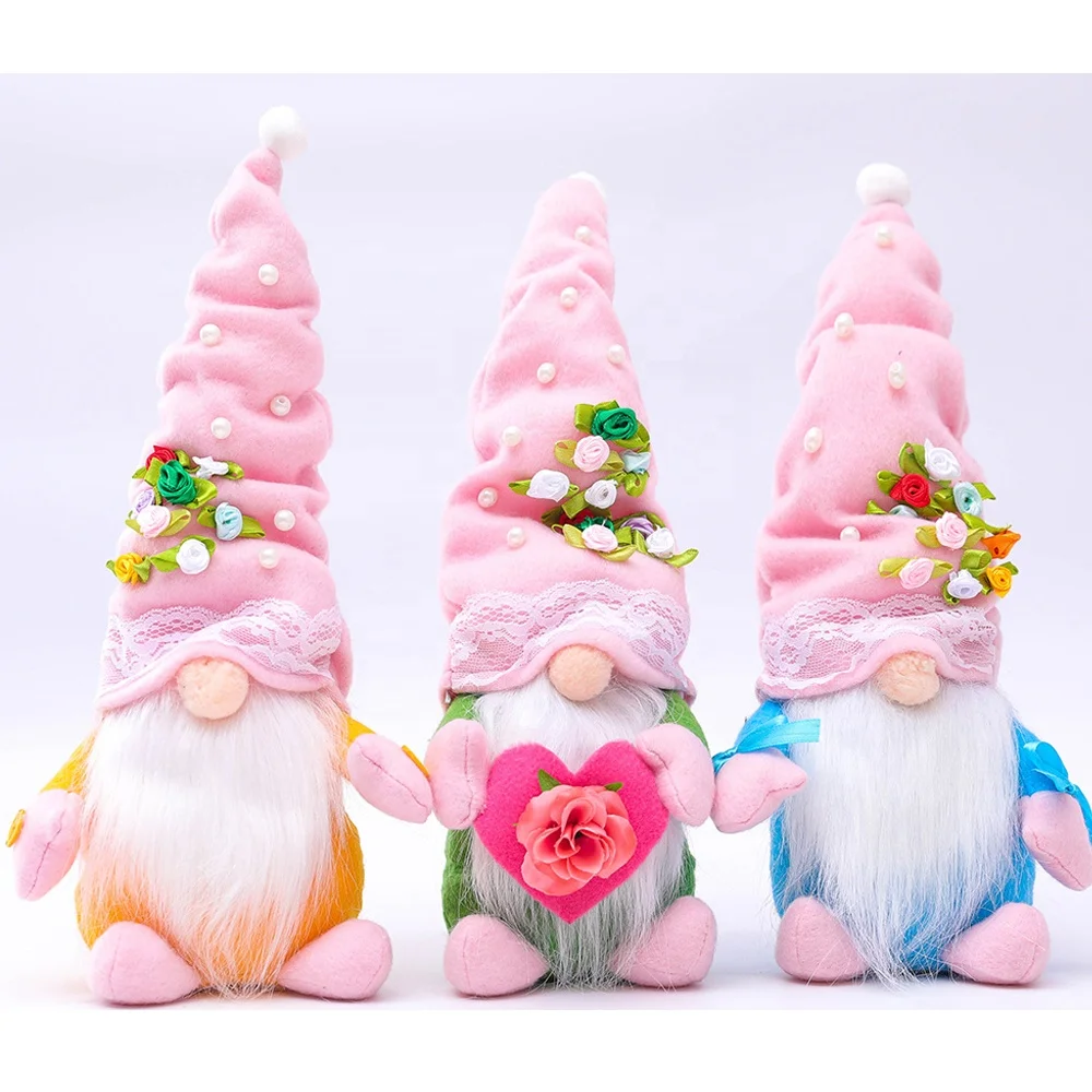 

New Mother's Day top hat pearl flower faceless doll creative gift cloth doll forest old man ornaments