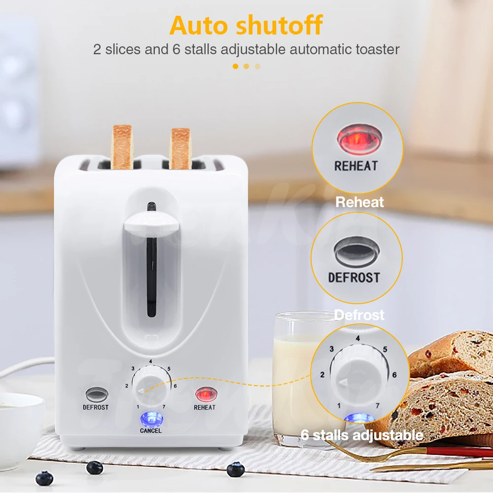 Hot Selling Six Adjustable Gears Bread Toaster With Reheat & Defrost