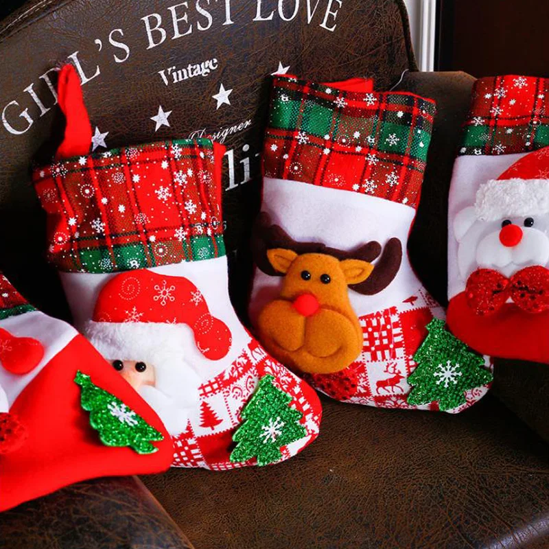 
2020 New Arrivals Christmas Sock Gift Bags Party Candy Bags Santa Claus Snowman Tree Stocking Festival Xmas Decoration 
