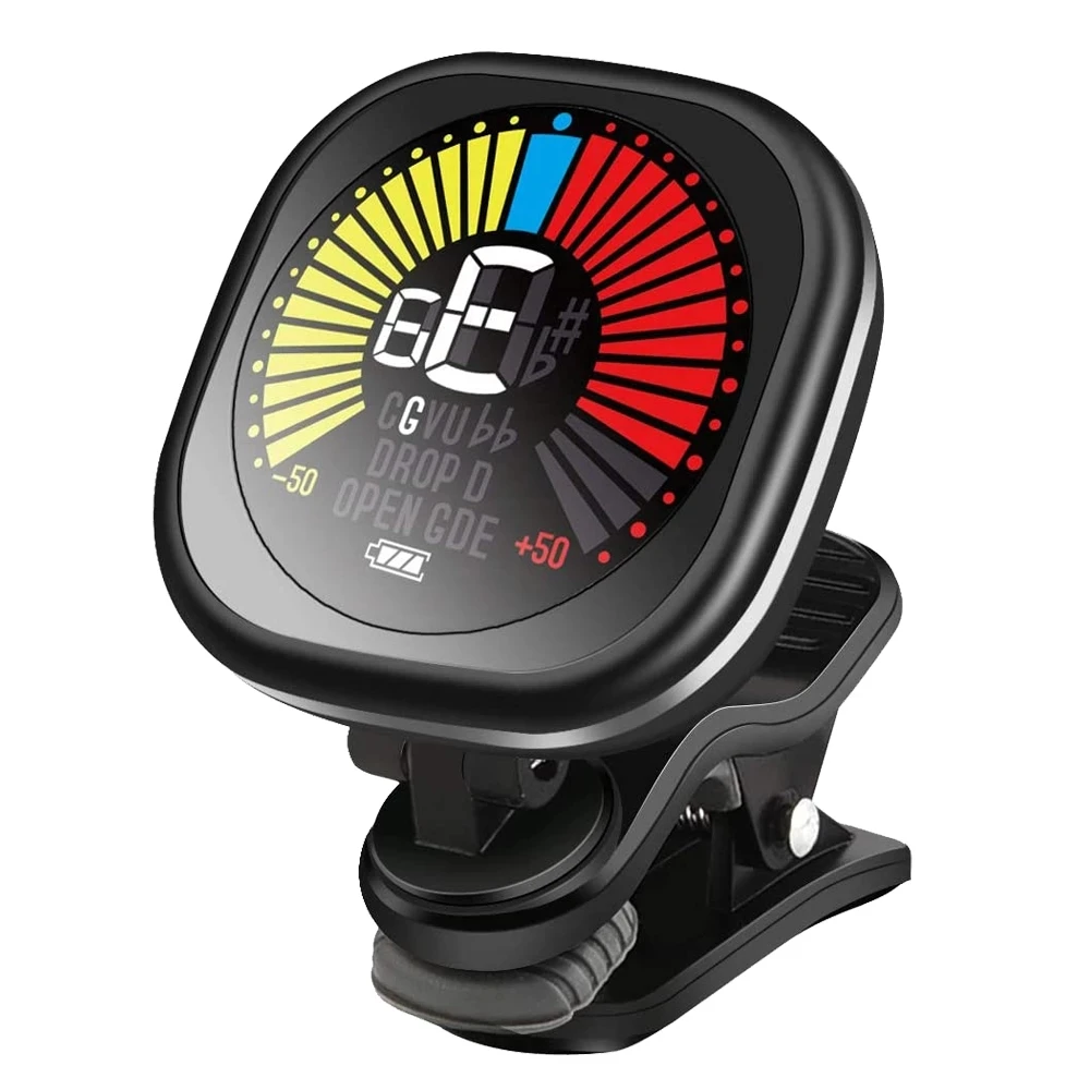 

Cherub Rechargeable Guitar Tuner Clip on Tuner LCD for Chromatic Tuning Guitar Violin Ukulele Guitar Accessories WST-670, Black with colorful screen