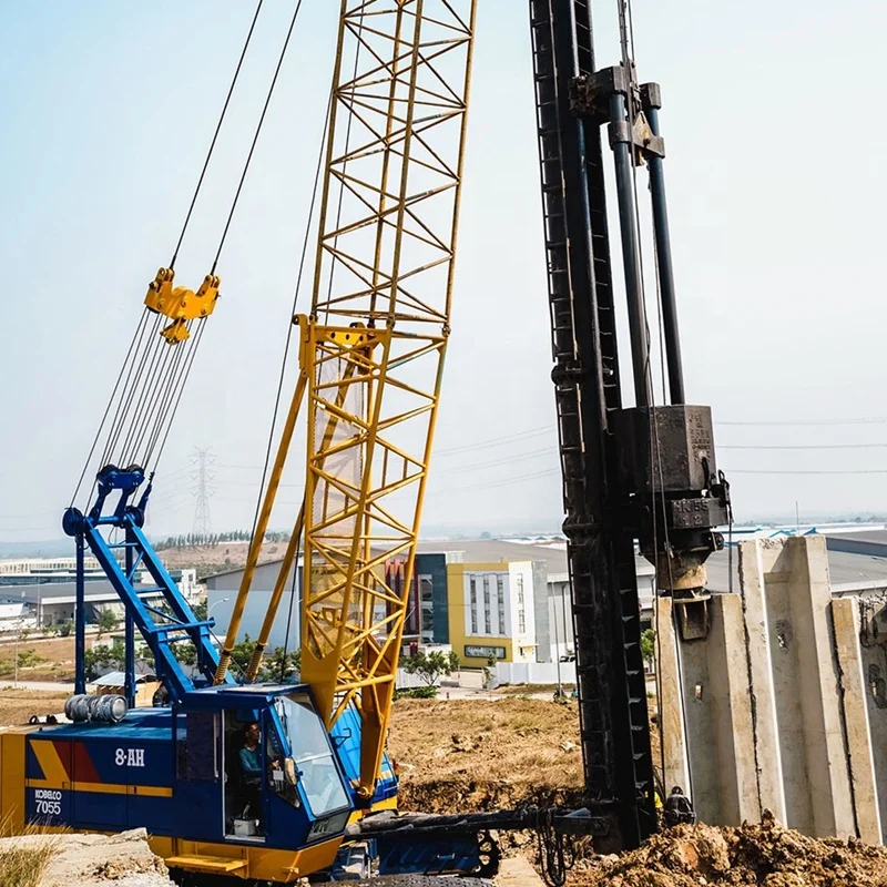 
Crane Pile Driver mounted diesel pile hammer and pile leader 