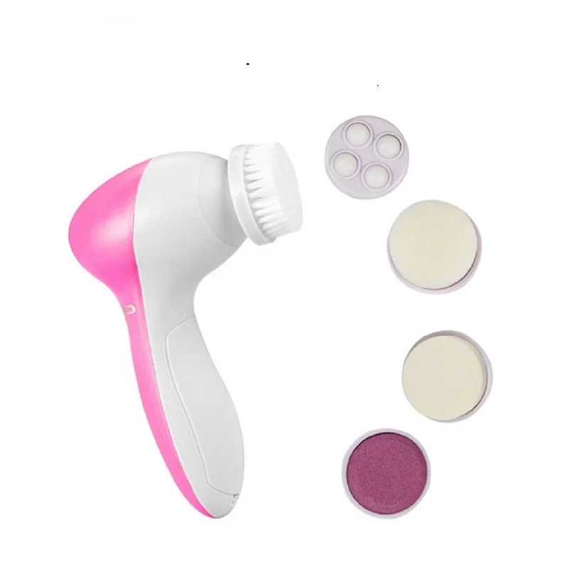 

5 Exfoliating Brush Heads Complete Face Spa System Advanced Microdermabrasion Face Spin Brush Set, Pink