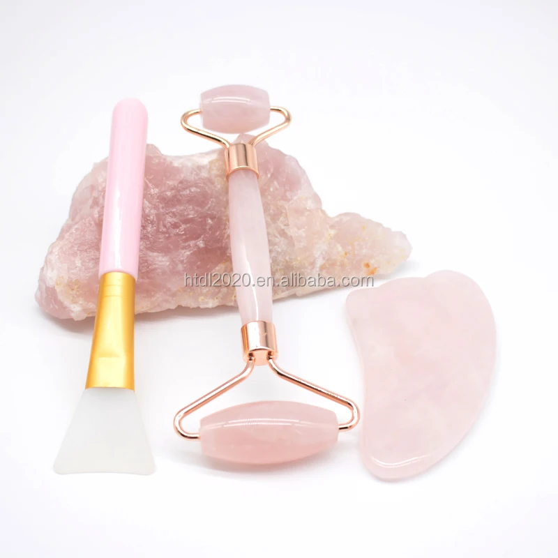 

100% Natural Handmade Rose Quartz Stone Massager Rose Quartz Jade Roller for Face