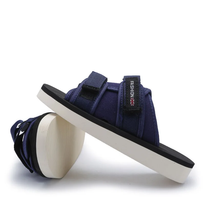 

Wholesale cheap black summer sports casual flat men sandals, Black blue