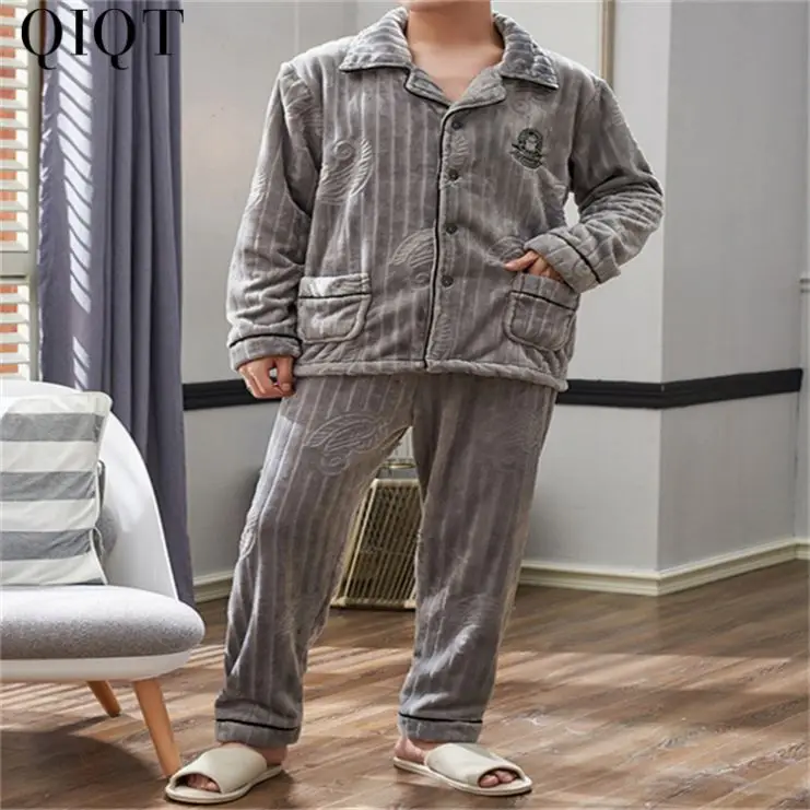 

Lowest Price Men's Autumn Winter Flannel Homewear Thickened Warmth Plus Size Velvet Pajamas Women's Sleepwear