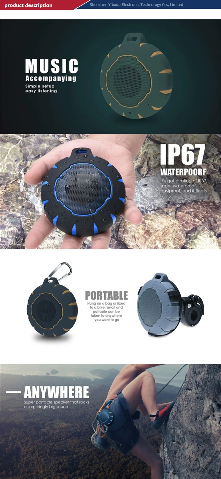 Stereo Sound Music Player Wireless Portable Speaker Bass IPX7 waterproof speaker outdoor - ANKUX.COM