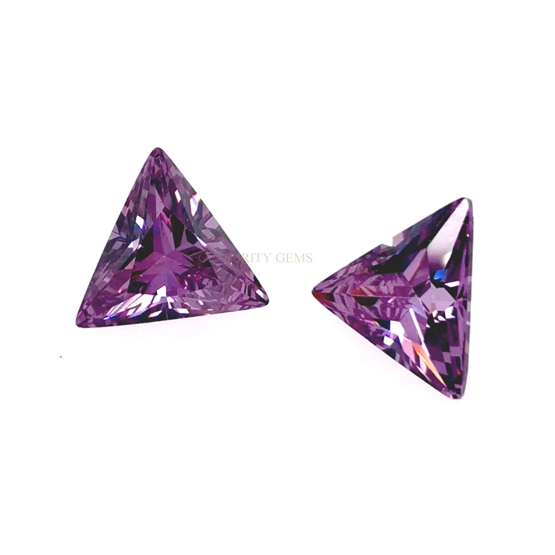 

Glamour Machine Cut CZ Stone Loose Amethyst Triangle Shape Cubic Zirconia